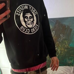 Obey Black Crewneck Sweater with Graphic Design